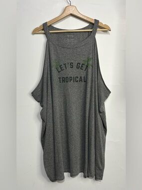Torrid "Lets Get Tropical" Grey Tank Top Size 5/ 5X